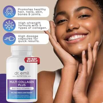 DR. EMIL NUTRITION Multi Collagen Peptides Plus Biotin and Vitamin D - Biotin and Collagen Supplements for Hair Skin and Nails - Biotin Pills for Hair Growth