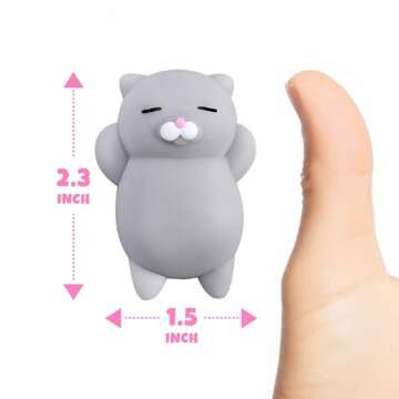 Nutty Toys Squishy Cat Set - 2" Soft Silicone Kawaii Kitties, Top Stress Relief Toy 2025, Unique Kids & Adults Valentines Day Gift Idea for Him & Her, Best Teenage Girl, Teen Boy & Tween Present