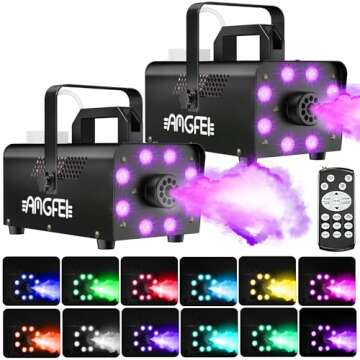 2 PCS Smoke Machine Fog Machine with Lights 13 Colorful 8 LED, Wireless Remote Control 900W 2000CFM Portable Fog Machine Kit Indoor Halloween Smoke Machine Fog for Parties Halloween Clubs DJ Stage