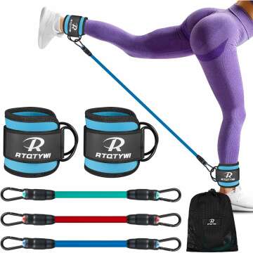 Ankle Resistance Bands Set, Ankle Tube Band with Adjustable, 60LB Three Different Pound Resistance Bands, Recoils and Glutes Workouts, Legs Resistance Bands with Ankle Strap for Women & Men