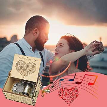 BYYKIT Can't Help Falling in Love Wood Music Box, Antique Engraved Musical Boxes Case for Love One Wooden Music Box - Gifts for Lover, Boyfriend, Girlfriend, Husband, Wife (WOOD)