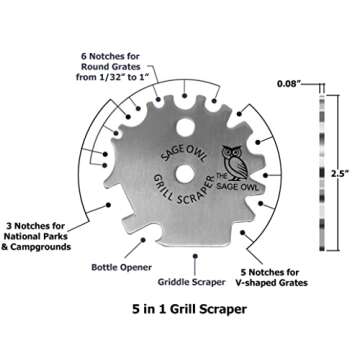 Sage Owl Bristle-Free Stainless Steel BBQ Grill Scraper – Safe Universal Grill Cleaner for Outdoor Grills, Smoker Accessories, Kitchen Gadgets, and Grilling Tools Cooking Stocking Stuffers for Men