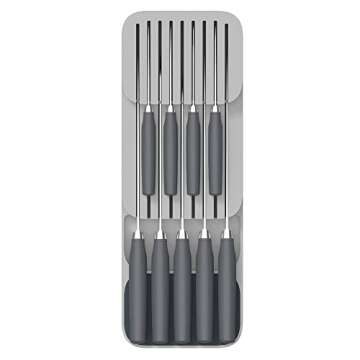 Joseph Joseph DrawerStore Knife Organizer, holds up to 9 knives, Kitchen Organization & Drawer Storage – Compact, Grey