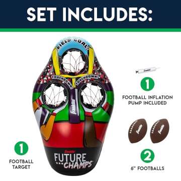 Franklin Sports Kids Football Target Toss Game - Inflatable Football Throwing Target Toy with Soft Mini Footballs - Fun Kids Football Toy Toss Game - Inflatable Indoor + Outdoor Sports Game 45 In.