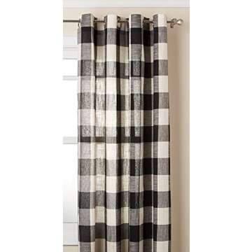 Lorraine Home Fashions 09570-63-00146 BLACK Courtyard Grommet Window Curtain Panel, Black, 53" X 63"