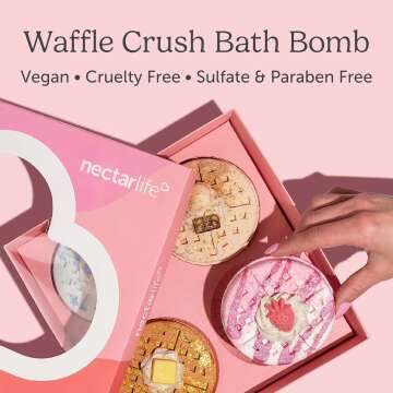 Waffle Bath Bomb Gift Set, Bubble Bath Bath Bomb, Soothing Bath Bomb for Kids, Handmade Bath Bombs, Fizz Bombs for Spa Baths, Valentine's Gift for Women and Teens