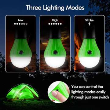 FLY2SKY Tent Lamp 4 Packs Portable LED Tent Lights Clip Hook Hurricane Emergency Lights LED Camping Lights Bulb Camping Lanterns Camping Equipment for Camping Hiking Backpacking Outage