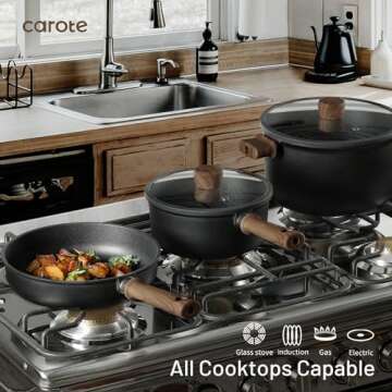 CAROTE Nonstick Pots and Pans,Cookware Set 16pcs Kitchen Cooking Sets, 16pcs Pots and Pans Set Non Stick