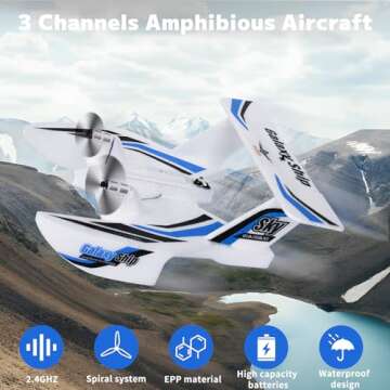 OMNANGO Hobby RC Airplanes - Sea Land & Air RC Plane KF603， 2.4GHZ Waterproof Rc Aircraft & 6-Axis Gyro Stabilization Systemfor with Beginners Adults Kids RC Float Plane for Enthusiasts