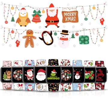 Christmas Halloween Watch Band Compatible with Apple Watch Band 38mm 40mm 41mm 42mm 44mm 45mm 46mm 49mm, Christmas Halloween Holiday Replacement Strap Band for iWatch Series Ultra SE 10 9 8 7 6 5 4 3