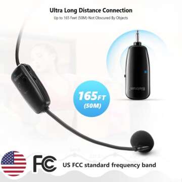 Wireless Microphone Headset, UHF Wireless Headset Mic System, 160 ft Range, Headset Mic And Handheld Mic 2 In 1, 1/8''&1/4'' Plug, For Speakers, Voice Amplifier, Pa System(Incompatible Phone, Laptop)