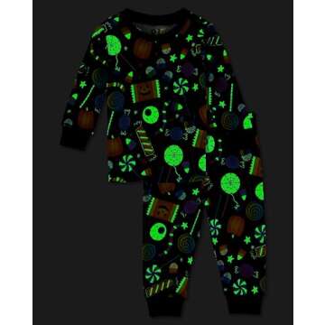 The Children's Place Baby Toddler 2 Piece and Kids, Sibling Matching, Holiday Pajama Sets, Cotton, Allover Halloween Candy