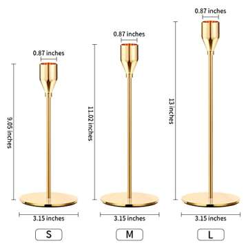 Oatnauxil Metal Gold Taper Candle Holder for Wedding, Dinning, Party, Fits 3/4 inch Thick Candle&Led Candles (Set of 6 Pcs)