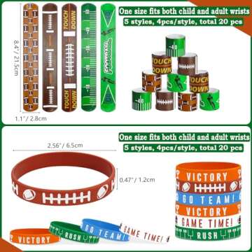 PIXHOTUL 40 Pieces Football Party Favors, Football Silicone Wristbands Football Rubber Bracelets for Football Game Day Teens Birthday Football Theme Party Football Team Awards Presents