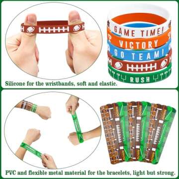 PIXHOTUL 40 Pieces Football Party Favors, Football Silicone Wristbands Football Rubber Bracelets for Football Game Day Teens Birthday Football Theme Party Football Team Awards Presents