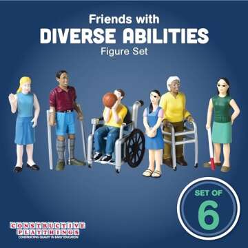 Creative Minds Marvel Education Diverse Abilities Toy Figure Set for Kids Ages 3+, Set of 6 Inclusive Toy Figurines with Wheelchairs, Canes, and More, Multicolor