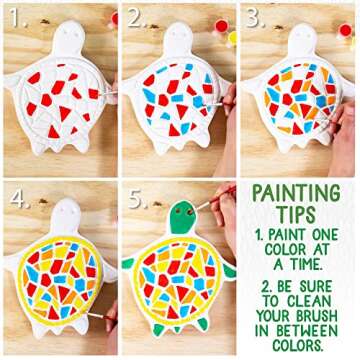 Creative Roots Mosaic Turtle DIY Stepping Stone Kit, Includes Ceramic Stone & 6 Vibrant Paints for Kids Ages 8+