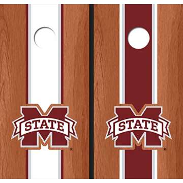 All American Tailgate Mississippi State University M Rosewood Alternating Long Stripe Cornhole Boards - Msu-8019