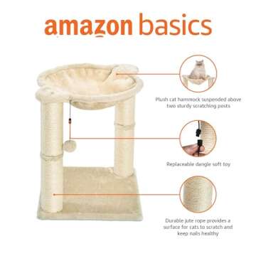 Amazon Basics Cat Tower: Hammock & Scratching Post for Cats