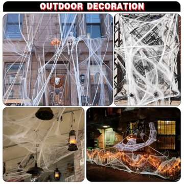 Nenrsl 1500 sqft Halloween Spider Webs Decorations with 100 Fake Spiders & 2Pcs 72 * 30 Inch Black Creepy Cloth,Super Realistic Spider Web for Halloween Decor Indoor,Outdoor,Party