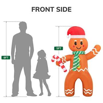 MAOYUE 5Ft Christmas Inflatables Outdoor Decorations, Inflatable Gingerbread Man for Christmas Decorations Outdoor, Blow Up Yard Decorations with Built-in LED Lights for Yard, Lawn, Garden