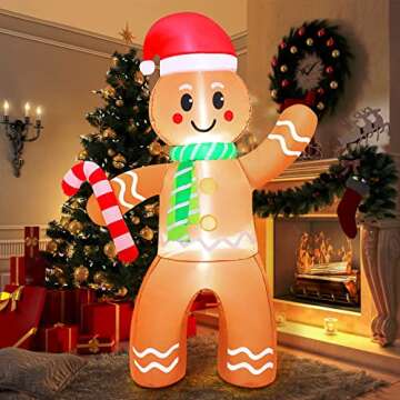 MAOYUE 5Ft Christmas Inflatables Outdoor Decorations, Inflatable Gingerbread Man for Christmas Decorations Outdoor, Blow Up Yard Decorations with Built-in LED Lights for Yard, Lawn, Garden