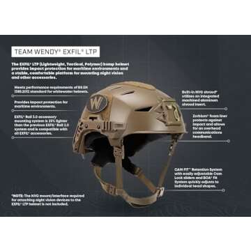 Team Wendy EXFIL LTP Lightweight Tactical Bump Helmet | Mounts for Night Vision & Accessories | Whitewater Impact Protection | Adjustable for Comfort | Airsoft Helmet