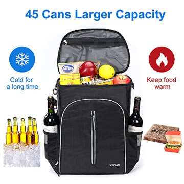 Insulated Cooler Backpack 45 Cans Leak-Proof Soft Cooler Bag Large Backpack Cooler for Lunch Picnics Beach Camping Hiking Tailgating Outdoor Activities