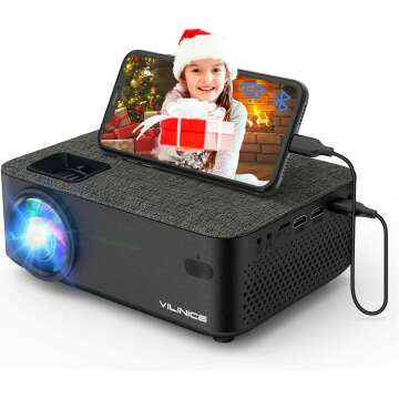 WiFi Projector, VILINICE 7500L Mini Bluetooth Movie Projector ,Portable Phone Projector with Wireless Mirroring,1080P and 240" Supported, Compatible with Fire Stick,HDMI,VGA,USB,TV,Box,Laptop,DVD