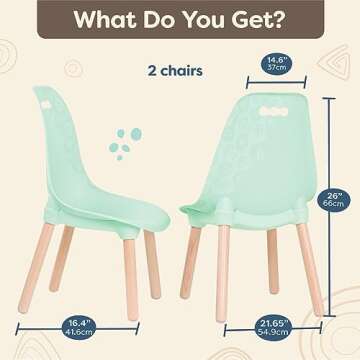 B. toys- B. spaces – Chairs For Kids – 2 Chairs – Wooden Legs - Furniture For Kids – Kid Century Modern: Chair Set - Mint- 3 Years +