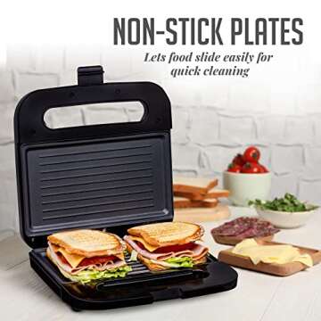 OVENTE Compact Electric Panini Press Grill in Black