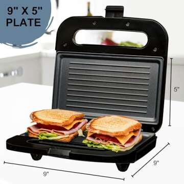 OVENTE Compact Electric Panini Press Grill in Black