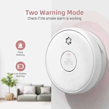 Fire Alarms Smoke Detectors, Smoke Alarm Battery Operated, Fire Alarm with Test Button & Low Battery Signal, Photoelectric Technology Fire Detectors for Bedroom and Home