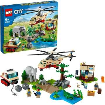 Lego 60302 City Wildlife Rescue Operation Vet Clinic Set: Helicopter & Animal Figures