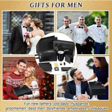 Mimorou 13 Pcs Birthday Gifts for Men Thank You Gift Baskets for Men 12 oz Stainless Steel Tumbler Leather Toiletry Bag Gift Basket for Him Christmas Gifts for Dad, Boyfriend, Husband, Brother