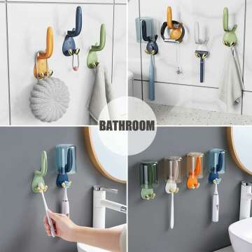 Wall Mounted Adhesive Toothbrush Cup Holders - 4 Pcs