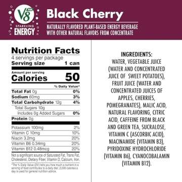 V8 Black Cherry Energy Drink, 4-Pack, 11.5 oz Cans