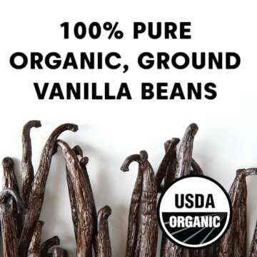 Wilderness Poets Pure Vanilla Powder - 100% Organic Ground Vanilla Beans - Tahitian Variety, Grade A | Potent, Super Aromatic, Perfect for Chefs, Baking, Ice Cream, Coffee Lattes, 1 Ounce (28 Grams)