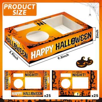 QOUBAI 50Pcs Halloween Movie Night Supplies Snack Trays Movie Theater Snack Boxes Cinema Theme Paper Snack Holder Popcorn Candy Drink Tray Box For Family Birthday Trick or Treat Party Favor Party