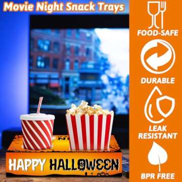 QOUBAI 50Pcs Halloween Movie Night Supplies Snack Trays Movie Theater Snack Boxes Cinema Theme Paper Snack Holder Popcorn Candy Drink Tray Box For Family Birthday Trick or Treat Party Favor Party