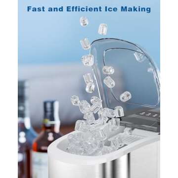 Antarctic Star Ice Maker Countertop, Stainless Steel Ice Maker Machine with Self-Cleaning, 9 Pcs/6 Mins Bullet Shaped Ice Cubes, 26.5lbs/24Hrs, Portable, Ideal for Home Use, Gift, Silver