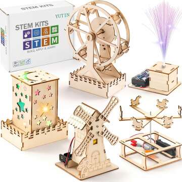 5-in-1 STEM Wood Craft Kit for Kids - Fun Learning & Creativity