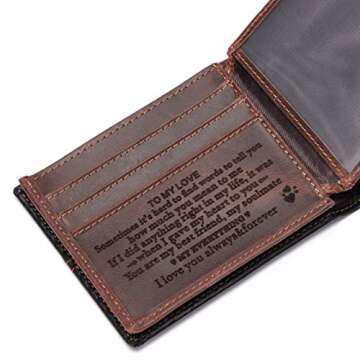 Engraved Leather Wallet Gift for Boyfriend or Husband