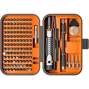 RARTOP Precision Screwdriver Set, 130 in 1 with 120 bits Repair Tool Kit, Magnetic Screwdriver Set with mini built-in box for Electronics iPhone Jewelers Game Console (130-IN-Orange)