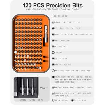 RARTOP Precision Screwdriver Set, 130 in 1 with 120 bits Repair Tool Kit, Magnetic Screwdriver Set with mini built-in box for Electronics iPhone Jewelers Game Console (130-IN-Orange)