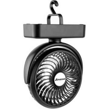 Portable Camping Fan with LED Lantern for Tent - Ideal Outdoor Gear