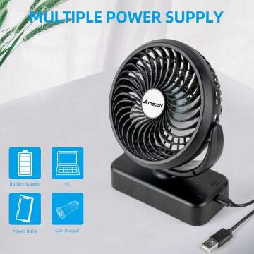 Portable Camping Fan with LED Lantern - Tent Essential