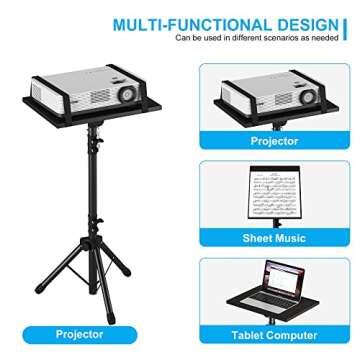 DECOSIS Projector Stand Tripod from 23" to 46", Laptop Tripod Stand Height Adjustable with Gooseneck Phone Holder, Laptop Floor Stand for Office, Home, Stage, Studio, DJ Racks Holder Mount