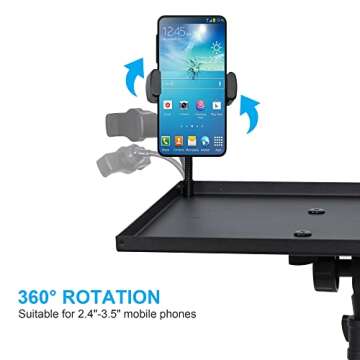 DECOSIS Projector Stand Tripod from 23" to 46", Laptop Tripod Stand Height Adjustable with Gooseneck Phone Holder, Laptop Floor Stand for Office, Home, Stage, Studio, DJ Racks Holder Mount