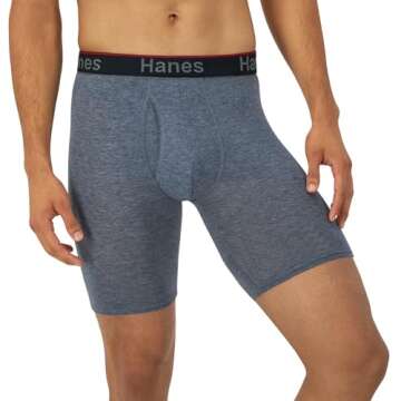 Hanes Total Support Pouch Men's Boxer Briefs Pack, Anti-Chafing, Moisture-Wicking Underwear, Odor Control (Reg or Long Leg)